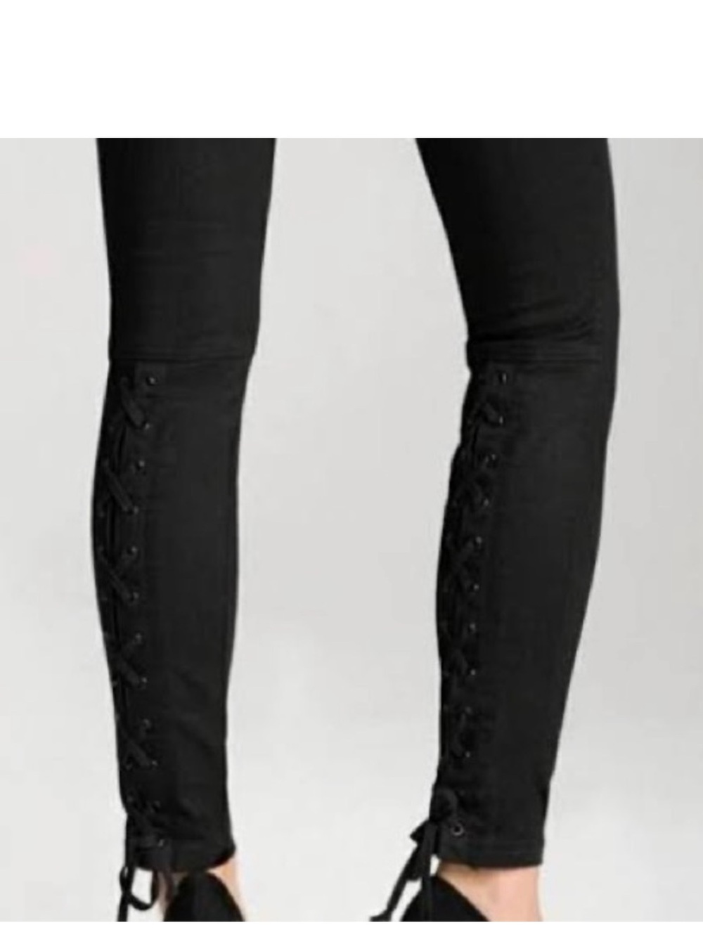 Guess 1981 Power Skinny Black Slim Corset Lace up Jeans Rhinestone Pants 31 XL